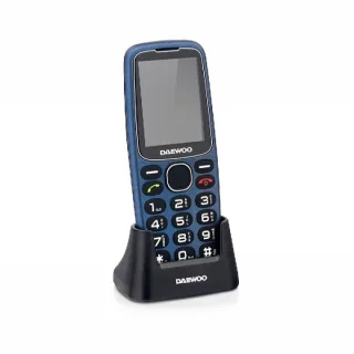 Daewoo Telefono Movil para Mayores - Pantalla 2.4" - Teclas Grandes Retroiluminadas - Bateria 1.400mAh - Boton SOS Trasero - Dual SIM - Jack 3.5mm - Radio FM - USB-C - Color Azul
