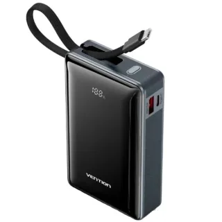 Vention Powerbank de 20000mAh - Potencia de Salida hasta 65W - Power Delivery - USB-A - USB-C - Pantalla LED - Tecnologia PPS - Color Gris