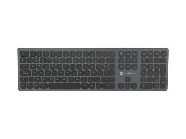 Natec Dolphin Teclado inalambrico Slim - Aluminio - Bluetooth + 2,4 Ghz - Switch X-Scissors - Color Negro