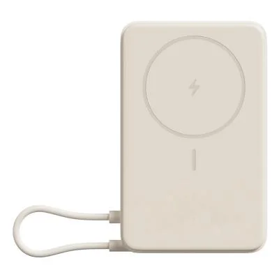Xiaomi Magnetic Power Bank 10000 con Soporte Integrado - Carga Inalambrica Magnetica - 20W Max - USB C Bidireccional - 5900 mAh / 37 Wh - Pantalla Integrada - Diseño Compacto - Color Beige