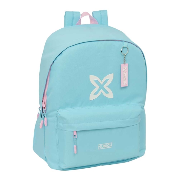 Safta Munich Sky Mochila para Portatiles hasta 15.6" - Bolsillo para Tablet hasta 11" - Antirrobo - Asa de Mano - Conector USB - Cremallera - Doble Tirador - Acolchada - 31x44x18cm - Color Azul Pastel
