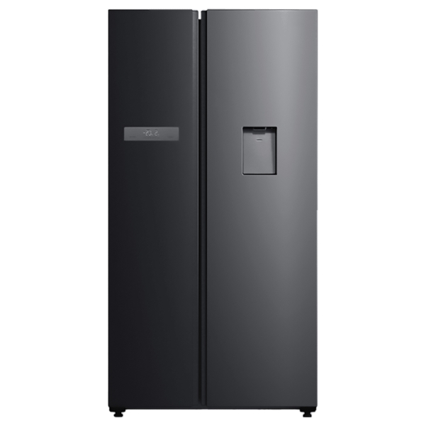 Cecotec Bolero CoolMarket SBS 592 WD Dark E Frigorifico Americano - Capacidad 592L - Luz LED - Compresor Inverter - Dispensador de Agua - Frio Envolvente - Clase E - 177.5x91cm - Color Gris
