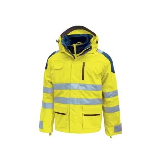 Upower Backer Parka Impermeable y Transpirable - Talla 2XL - Detalles Reflectantes, Multiples Bolsillos Funcionales, Capucha Ajustable y Desmontable, Proteccion DPI3, Diseño Resistente - Col
