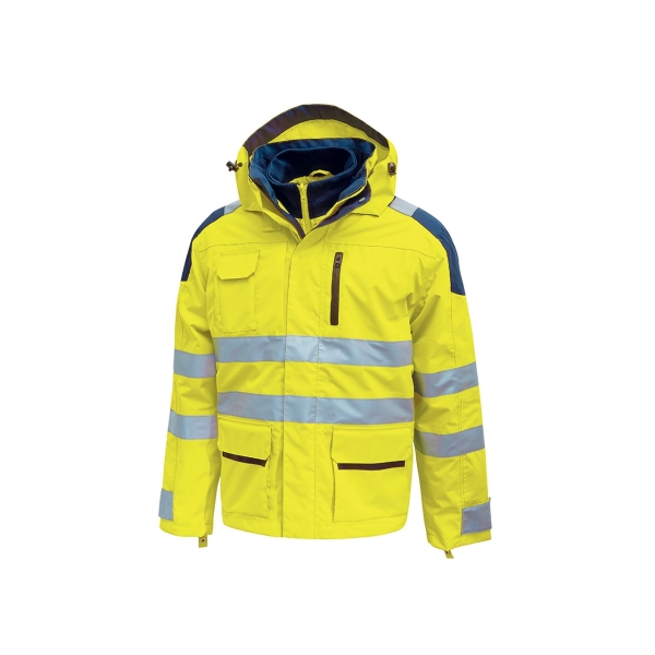 Upower Backer Parka Impermeable y Transpirable - Talla 2XL - Detalles Reflectantes, Multiples Bolsillos Funcionales, Capucha Ajustable y Desmontable, Proteccion DPI3, Diseño Resistente - Col