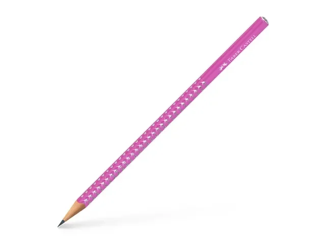 Faber-Castell Sparkle Aurora Lapiz Triangular de Grafito B - Mina Resistente a la Rotura - Con Cabelilla Plateada - Color del Cuerpo Fucsia · Pack de 12 uds.