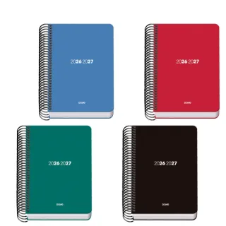 Dohe Basic Element Agenda Escolar 26/27 - Formato A6 - Dia Pagina - Papel Offset Ahuesado 70g - Cubierta de Carton Plastificado - Espiral Metalica - Goma - 12x17x3cm - Colores Surtidos · Pac