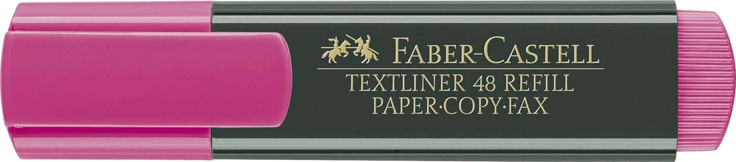 Faber-Castell Rotulador Marcador Fluorescente Textliner 48 - Punta Biselada - Trazo entre 1.2mm y 5mm - Tinta con Base de Agua - Color Rosa · Pack de 10 uds.