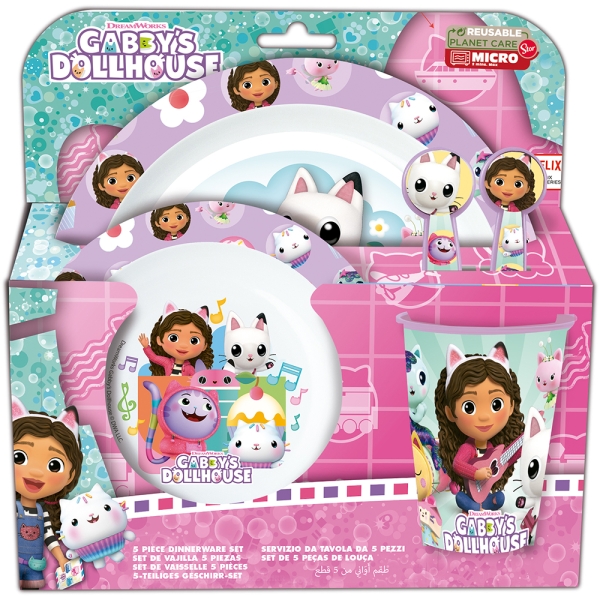 Safta Gabby's Dollhouse Party Set de Menaje Infantil - PVC sin BPA - Multicolor