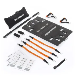 Innovagoods Gympak Max Set de Entrenamiento Integral Portatil - Resistencia Ajustable - Compacto - Guia de Ejercicios - Bolsa de Transporte - Base Antideslizante - 51x87x3cm - Color Negro y