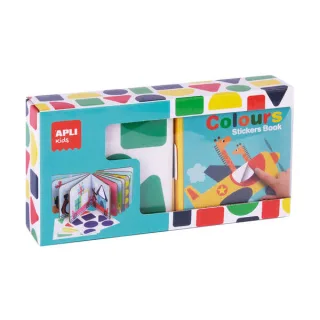 Apli Libro de Pegatinas Formas Geometricas - Tamaño 100x100x40mm - 10 Paginas de Carton Rigido 3mm - 4 Hojas de Gomets Removibles - Alto Valor Didactico - Diseño Infantil y Colorido - Resist