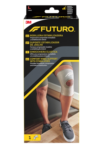 Futuro Rodillera - Talla L (43.2 - 49.5cm) - Estabilizadora - Transpirable - Elastico - Color Gris