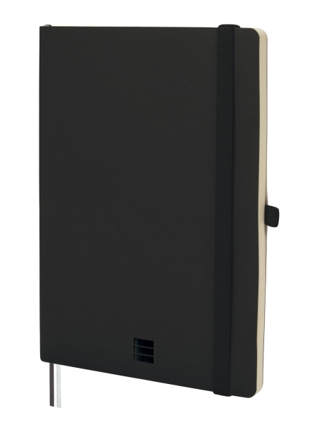 Finocam Nexo Cuaderno de Tapa Blanda - 72 Hojas - Formato A5 - 148x210mm - Papel Crema de 80g/m2 - Liso - Bolsillo Interior - Cierre con Goma - Hojas Microperforadas - Color Negro