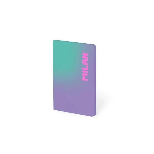Milan Sunset Libreta Encolada Formato A6 Cuadricula 5x5 - 48 Hojas de 95 gr/m2 - Microperforado - Tapa Blanda - Color Morado/Turquesa