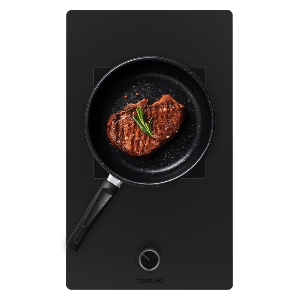 Cecotec Bolero Squad G 1800S Eternal Nano Glass Cocina de Gas Encastrable - 1 Quemador - Incluye Accesorios - 5.6kW - Parrillas de Hierro Fundido - Inyector Convertor a Glp - Color Negro