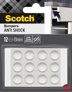 Scotch Pack de 12 Topes Adhesivos para Muebles - Antichoque - Diametro de 13mm - Color Transparente