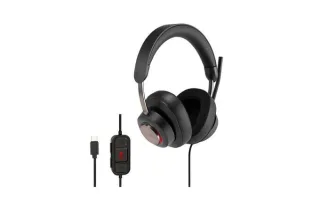Kensington H2000 Auriculares Circumaurales con Microfono USB-C - Diadema Ajustable - Almohadillas de Gel con Efecto Refrescante - Cancelacion de Ruido - Cable Trenzado de 1.80m - Incluye Bol