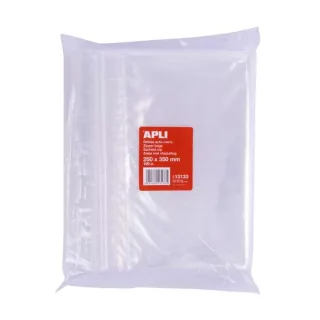 Apli Pack de 100 Bolsas de Auto Cierre 250 x 350 mm - Cierre Seguro - Aptas para Alimentos
