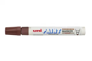 Uni-ball PX-20 Paint Marker - Marcador de Pintura - Punta Acrilica de Bala 2.2-2.8mm - Permanente en Todas las Superficies - Resistente a Luz y Agua - Cuerpo de Aluminio - Color Marrón · Pac