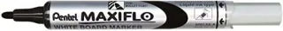 Pentel Maxiflo Rotulador para Pizarra Blanca - Regulacion del Flujo de Tinta - Punta de Bala - Ancho de Linea 2mm - 50% de Materiales Reciclados - Color Negro · Pack de 12 uds.