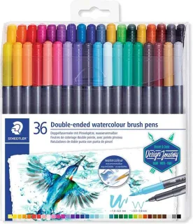 Staedtler 3001 Pack de 36 Rotuladores Acuarelables de Doble Punta - Colores Surtidos