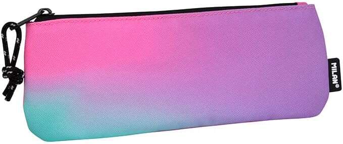 Milan Sunset Estuche Pequeño Plano Rectangular - Tejido Resistente a las Roturas y Rasgaduras - Medidas 23x9x1.3cm - Color Rosa