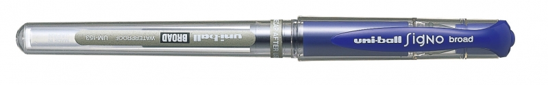 Uni-ball Signo Broad UM-153 Roller de Tinta Gel - Punta de Bola 1mm - Trazo Estilografico - Sujecion de Caucho - Color Azul · Pack de 12 uds.