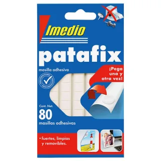 Imedio Patafix Masilla Adhesiva Blanca - Fuertes, Limpias y Removibles - 80 Piezas · Pack de 12 uds.