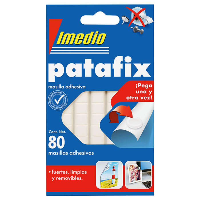 Imedio Patafix Masilla Adhesiva Blanca - Fuertes, Limpias y Removibles - 80 Piezas · Pack de 12 uds.