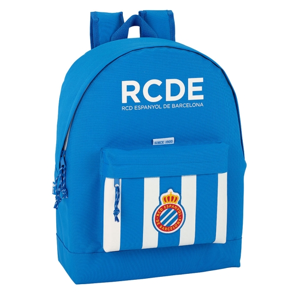 Safta RCD Espanyol Mochila - Bolsillo Frontal - Hombreras Acolchadas - Doble Tirador en Cremallera - Asa Superior - 21L - 325x150x430mm - Color Azul y Blanco