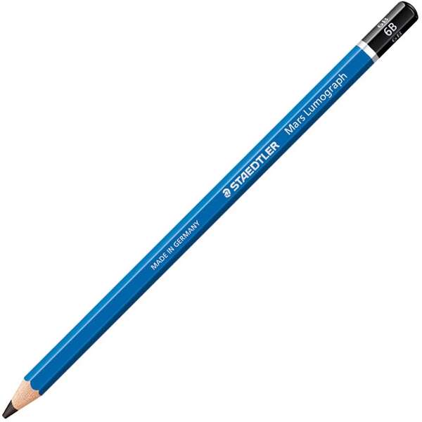 Staedtler Mars Lumograph 100 Lapiz de Grafito Hexagonal - Mina 6B - Resistencia a la Rotura - Madera de Bosques Sostenibles · Pack de 12 uds.