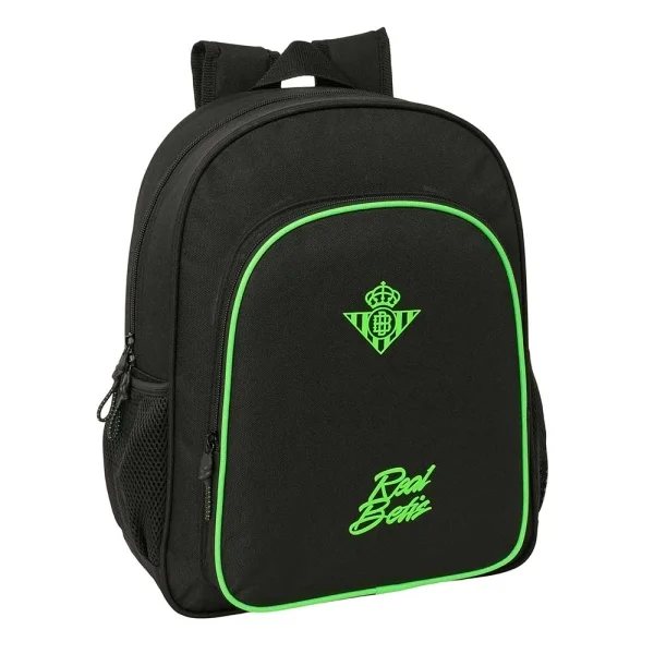 Safta Real Betis Balompie Mochila - 15L - Adaptable a Carro - Bolsillo Frontal - Portabotellas - Cremallera con Doble Tirador - Asa de Mano - Hombreras Acolchadas - 32x38x12cm - Color Negro y Verde