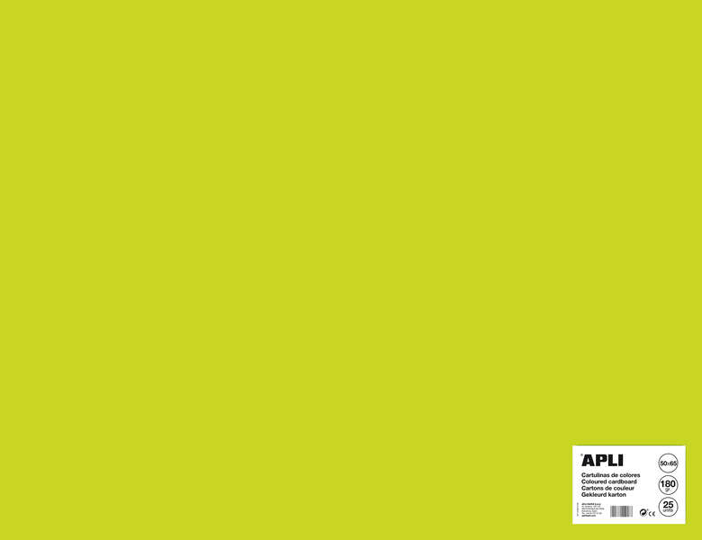 Apli Cartulina Verde Fluorescente 50 x 65cm 170g 25 Hojas