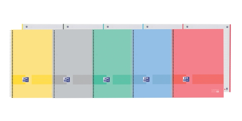 Oxford & You Europeanbook A4+ Tapa Extradura - 1 Linea Horizontal - 80 Hojas - Colores Surtidos · Pack de 5 uds.