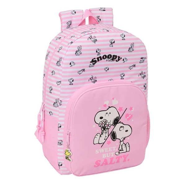 Safta Snoopy Mochila - 19L - Adaptable a Carro - Bolsillo Frontal - Espalda Acolchada - Cremallera con Doble Tirador - Asa de Mano - Hombreras Ergonomicas - 30x46x14cm - Color Rosa