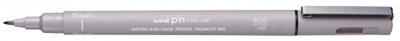 Uni-ball PINBR-200(S) Rotulador Calibrado - Punta Poliacetal Brush - Tinta Pigmentada Resistente al Agua y Luz - Color Gris Claro · Pack de 12 uds.