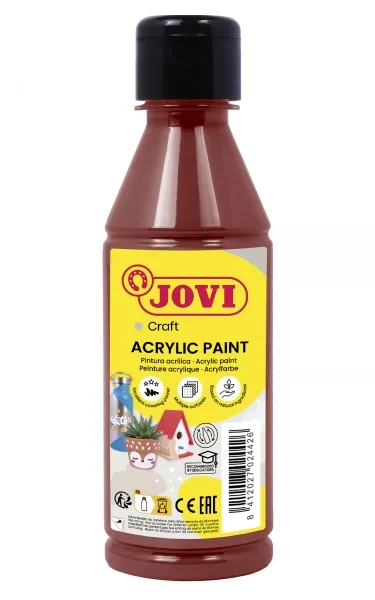 Jovi Jovidecor Acryl Pintura Acrilica Satinada - Alto Poder Cubriente - Facil Aplicacion - Resistente al Agua y Jabon - Color Marrón