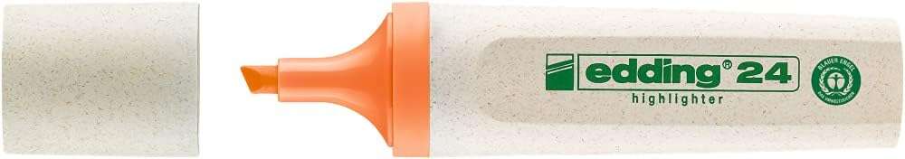 Edding 24 EcoLine Marcador Fluorescente - Punta Biselada - Trazo entre 2-5mm - 90% de Plastico Reciclado - Etiqueta Ecologica Blue Angel - Color Naranja · Pack de 10 uds.