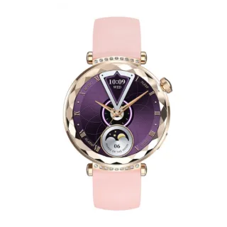 XO J13 Smartwatch - Pantalla AMOLED 1.19" - IP68 - Ritmo Cardiaco - Presion Arterial - Oxigeno en Sangre - Modo Deportivo - Monitor de Descanso - Notificaciones - Color Rosa y Dorado