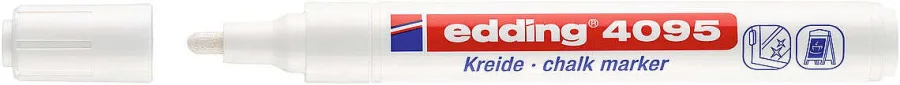Edding 4095 Rotulador de Tiza Liquida - Punta Redonda - Trazo entre 2 y 3mm - Olor Neutro - Color Blanco · Pack de 10 uds.