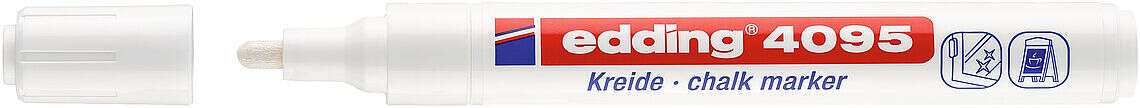 Edding 4095 Rotulador de Tiza Liquida - Punta Redonda - Trazo entre 2 y 3mm - Olor Neutro - Color Blanco · Pack de 10 uds.