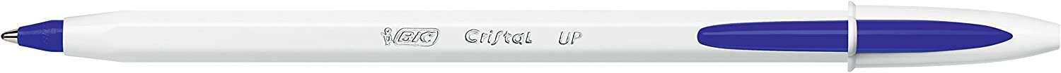 Bic Cristal Up Boligrafo de Bola - Punta de 1.2mm - Tinta con Base de Aceite - Cuerpo Blanco - Color Azul · Pack de 20 uds.