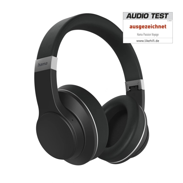 Hama Passion Voyage Auriculares con Microfono Omnidireccional - Bluetooth - Rango 10m - Diadema Ajustable - Asistente de Voz - Color Negro