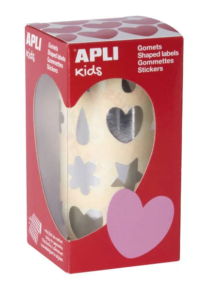 Apli Gomets Formas Surtidas Plata - 720 Gomets por Rollo - Adhesivo Permanente - Facil Separacion
