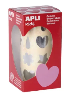 Apli Gomets Formas Surtidas Plata - 720 Gomets por Rollo - Adhesivo Permanente - Facil Separacion