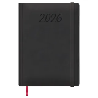 Dohe Manaos Agenda Anual - Dia Pagina - Cubierta en Polipiel - Cierre con Goma Elastica - Papel Ahuesado - Sabado y Domingo misma Pagina - Tamaño 17x24cm - Color Negro