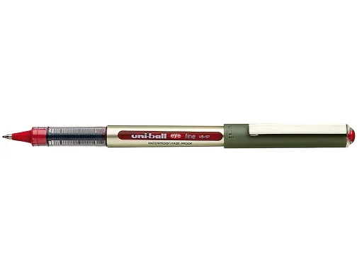 Uni-ball Eye Fine UB-157E Boligrafo de Tinta Liquida - Punta de Bola 0.7mm - Tinta Resistente al Agua y Luz - Sistema de Control de Tinta - Color Rojo · Pack de 12 uds.