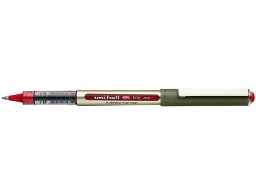 Uni-ball Eye Fine UB-157E Boligrafo de Tinta Liquida - Punta de Bola 0.7mm - Tinta Resistente al Agua y Luz - Sistema de Control de Tinta - Color Rojo · Pack de 12 uds.
