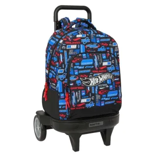 Safta Hot Wheels Mochila con Carro - Extraible - Bolsillo Frontal - Ruedas Antivibracion - Espalda y Asa Acolchada - Tarjeta ID - Bandeja PVC Interior - Base Reforzada - 330x220x450mm - Colo
