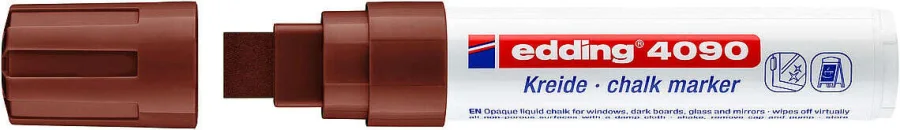 Edding 4090 Rotulador de Tiza Liquida - Punta Biselada - Trazo entre 4 y 15mm - Olor Neutro - Color Marron · Pack de 5 uds.