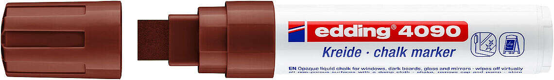 Edding 4090 Rotulador de Tiza Liquida - Punta Biselada - Trazo entre 4 y 15mm - Olor Neutro - Color Marron · Pack de 5 uds.